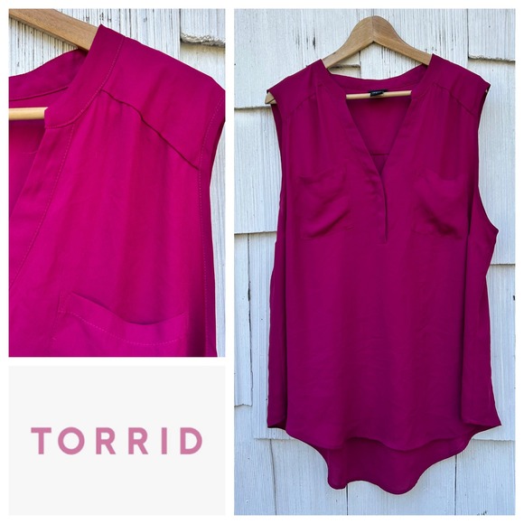 torrid Tops - Torrid Sleeveless V Neck‎ Pink Blouse Top Plus Size 2
